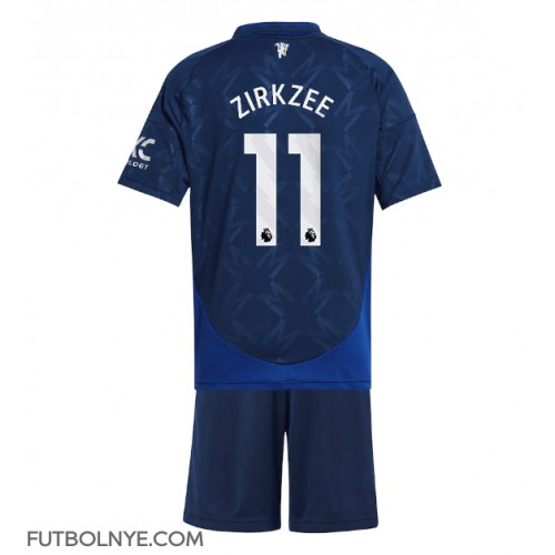 Camiseta Manchester United Joshua Zirkzee #11 Visitante Equipación para niños 2024-25 manga corta (+ pantalones cortos)